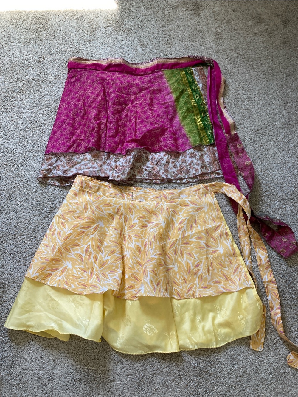2 boho wrap skirts/ tropical skirts